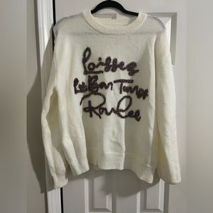White tinsel sweater